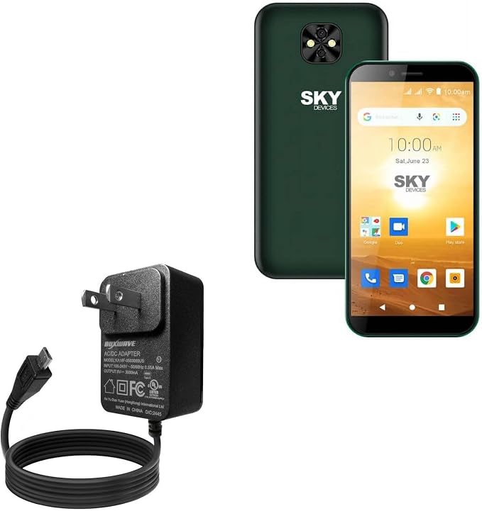 BoxWave Charger Compatible with Sky Devices Elite H55 - Wall Charger Direct (15W) Rapid Charge Your Device with Built-in 3ft Cable