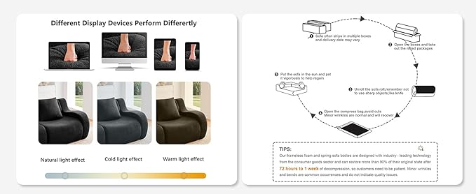 Black 4-Seater Cloud Couch, Modern Teddy Fabric Boneless Sectional Sofa in a Box for Living Room, Modular Floor Couch, Comfortable Deep Seat, No Assembly Required, Sofas para Sala