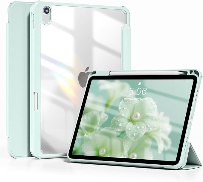 Detachable Case for iPad A16 11th Gen 11/10th Gen 10.9 Black | Slim Transparent Shell Back Soft Shockproof TPU Frame Without Pencil Holder Auto Sleep/Wake