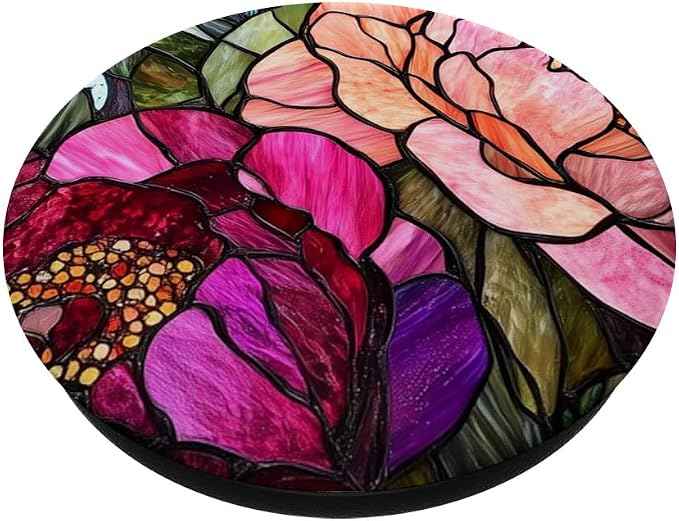 Vibrant Peonies in Bold Pink and Red Artwork PopSockets PopWallet for MagSafe