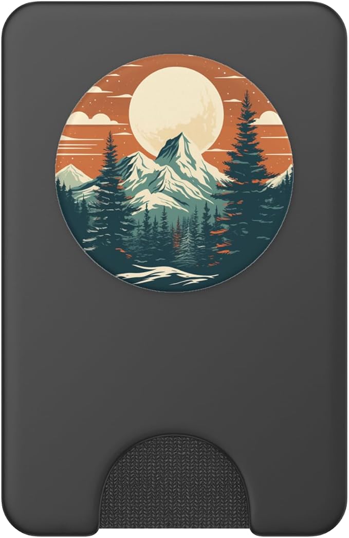 Retro Pine Tree Mountain Scene Forest Nature PopSockets Adhesive PopGrip