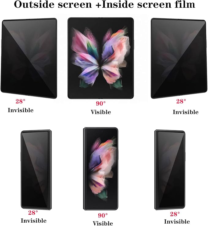 2+2 Pack Privacy Matte Screen Protector for Google Pixel 9 Pro Fold Anti-peep 1PCS Outside +1PCS Inside Soft Film+2 PCS Lens Protector