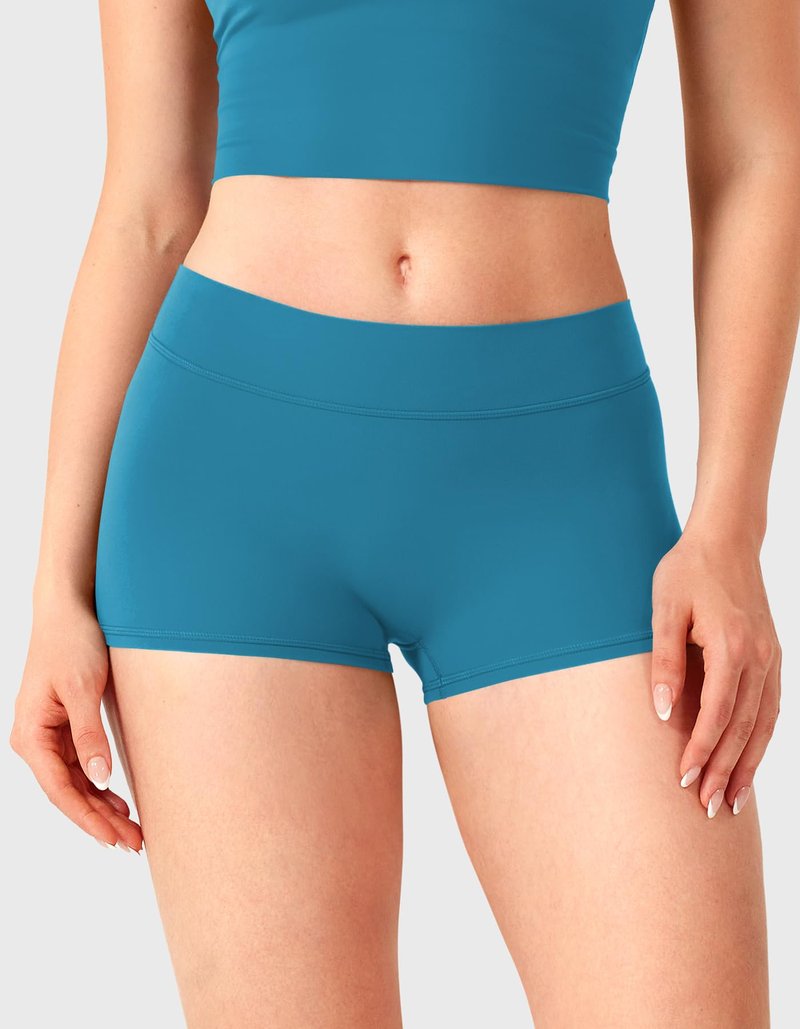 YEOREO Women's Low Rise Biker Shorts 2.5" No Front Seam Zahida Workout Volleyball Gym Yoga Booty Shorts Marine Blue S