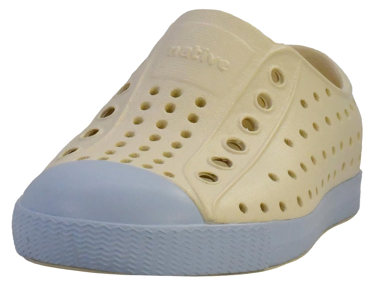 Native Shoes Unisex-Kids Jefferson Sneakers, Bone White/Skyway Blue, 4 Toddler