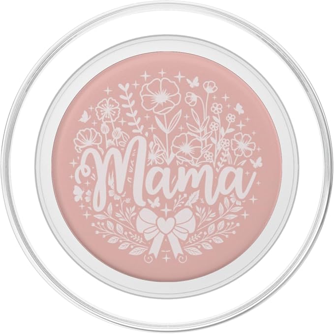 Baby Pink Heart Mama Bow Minimalist Floral Wildflower Mama PopSockets Adhesive PopGrip