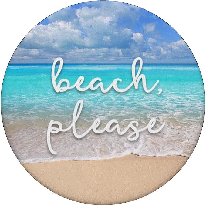 Beach Please - Cute Summer Sayings - Ocean &amp Sand Scene PopSockets Adhesive PopGrip