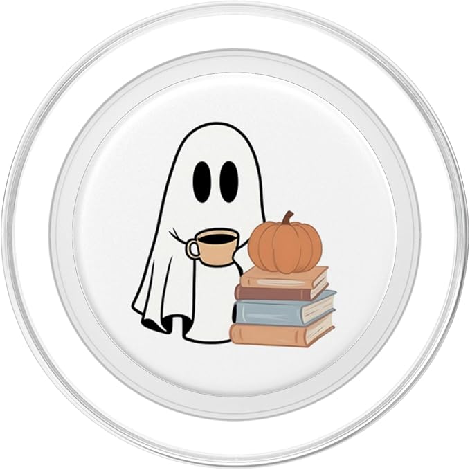 Cute Ghost Books Pumpkin Book Reading Halloween Bookish PopSockets Adhesive PopGrip