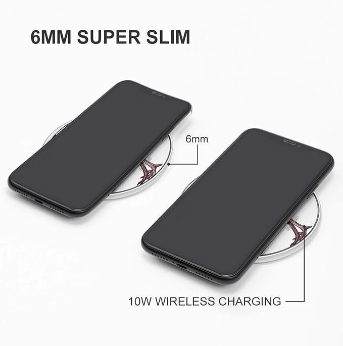 Rooster Wireless Charger 10W Portable Fast Wireless Charging Pad Compatible with Phone Slim Charging Station Lightweight Charger Mat Charging Block for Travel Home Office