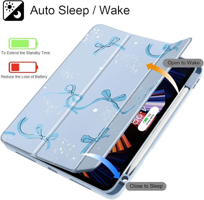 Tuiklol for iPad Pro 11 Inch 4th / 3rd / 2nd / 1st Gen (2022 2021 2020 2018) Case -Built-in Pencil Holder Shockproof Cover Clear Transparent Back Shell with Auto Wake/Sleep Black Flower