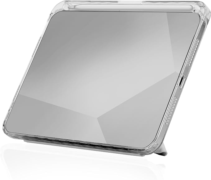 STM OPP Case for iPad mini (A17 Pro/6th Gen) – Ultra-Slim Folio Cover with Origami Stand Crystal Clear Back Drop Protection Integrated Apple Pencil Holder Easy Port Access – Grey