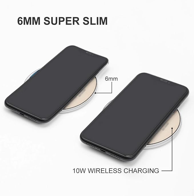 Sea Wireless Charger with Aluminum Alloy Frame Qi Certified Fast Wireless Charging Pad 10W Charging Station Portable Phone Charger for All Wireless Charging Phone