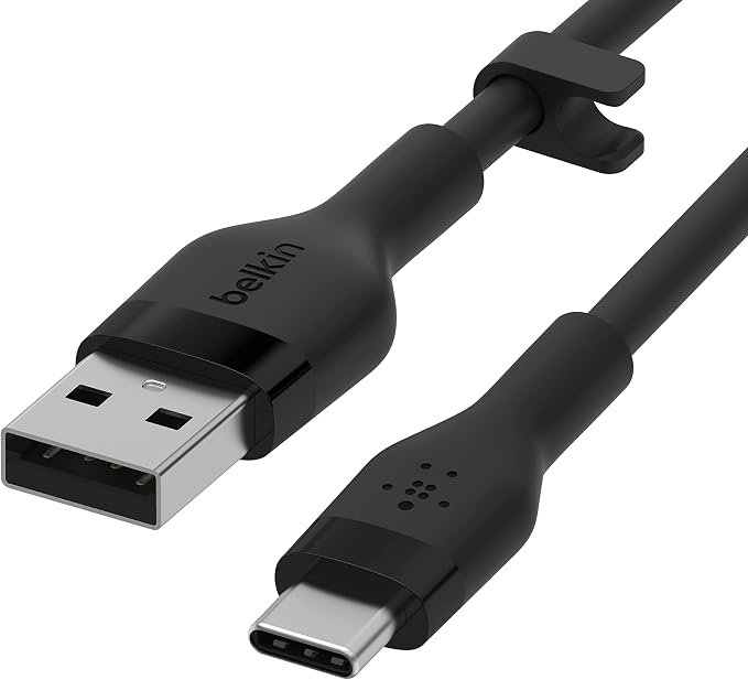 Belkin USB A to USB C Cable 6.6ft iPhone Charger Cord | soft-touch silicone finish includes cable clip iPhone 17 Samsung Galaxy S25 Pixel 9 Nintendo Switch 2 everyday cable