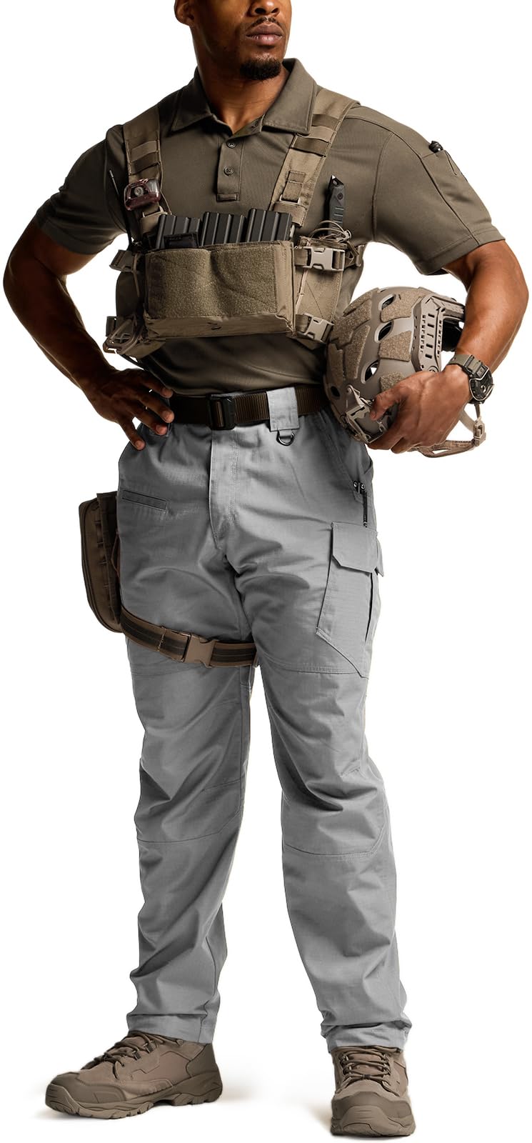CQR Men's Tactical Pants, Water Resistant Ripstop Cargo Pants, Lightweight EDC Work Hiking Pants, Outdoor Apparel, Raider Mag Pocket Stone, 40W x 30L