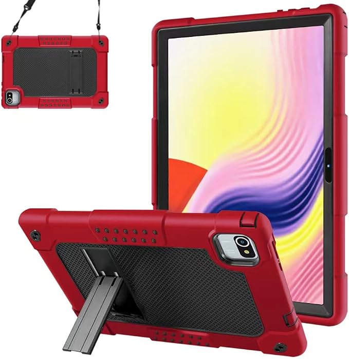 Compatible with aiprotablet C20e / MB1001 10 Inch/ZZB 10 Inch Tablet Case Kids Friendly Shockproof Shoulder Strap Shell for CZZ/Okaysea 10.1/HAPPYBE/ANYLAKE/Velorim Tablet (Black/Black)