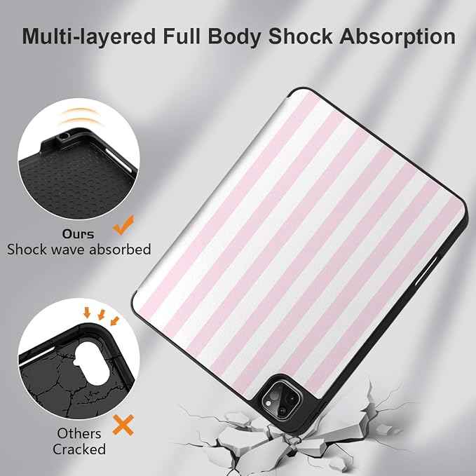 Case for iPad Pro 12.9 inch 6th Generation 2022 Built-in Pencil Holder + Trifold Stand + Auto Wake/Sleep + Protective Cover for iPad Pro 12.9 5th/4th/3rd Gen- Bear