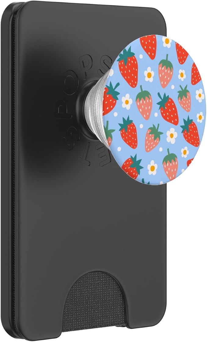 PopSockets Phone Grip – Floral Blue Strawberry Patch PopSockets Adhesive PopGrip