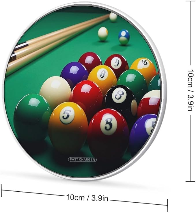 Billiards Wireless Charger 10W Portable Fast Wireless Charging Pad Compatible with Phone Slim Charging Station Lightweight Charger Mat Charging Block for Travel Home Office