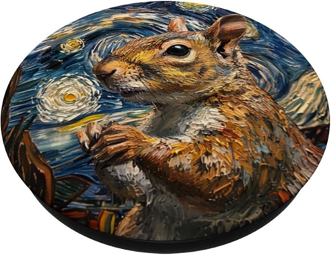Starry Night Van Gogh Style Squirrel Portrait PopSockets Adhesive PopGrip
