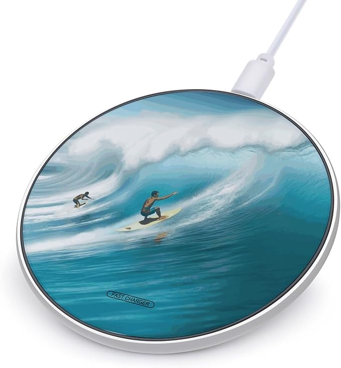 Surfing Wireless Charger 10W Fast Charging Pad Anti-Slip Qi Certified Wireless Charging Pad Charging Station Portable Phone Charger for All Wireless Charging Smartphone