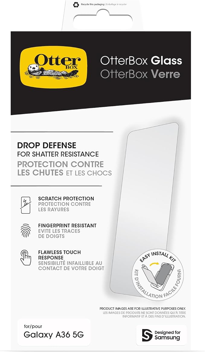 OtterBox Samsung Galaxy A36 5G Glass Screen Protector | Shatter Resistant Scratch &amp Smudge-Proof Glass Screen Protector for Samsung Galaxy A36 5G