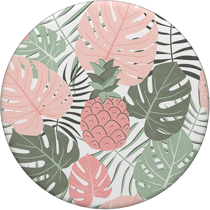 Tropical Hawaiian Pineapple Pink Sage Colors Pattern PopSockets Swappable PopGrip