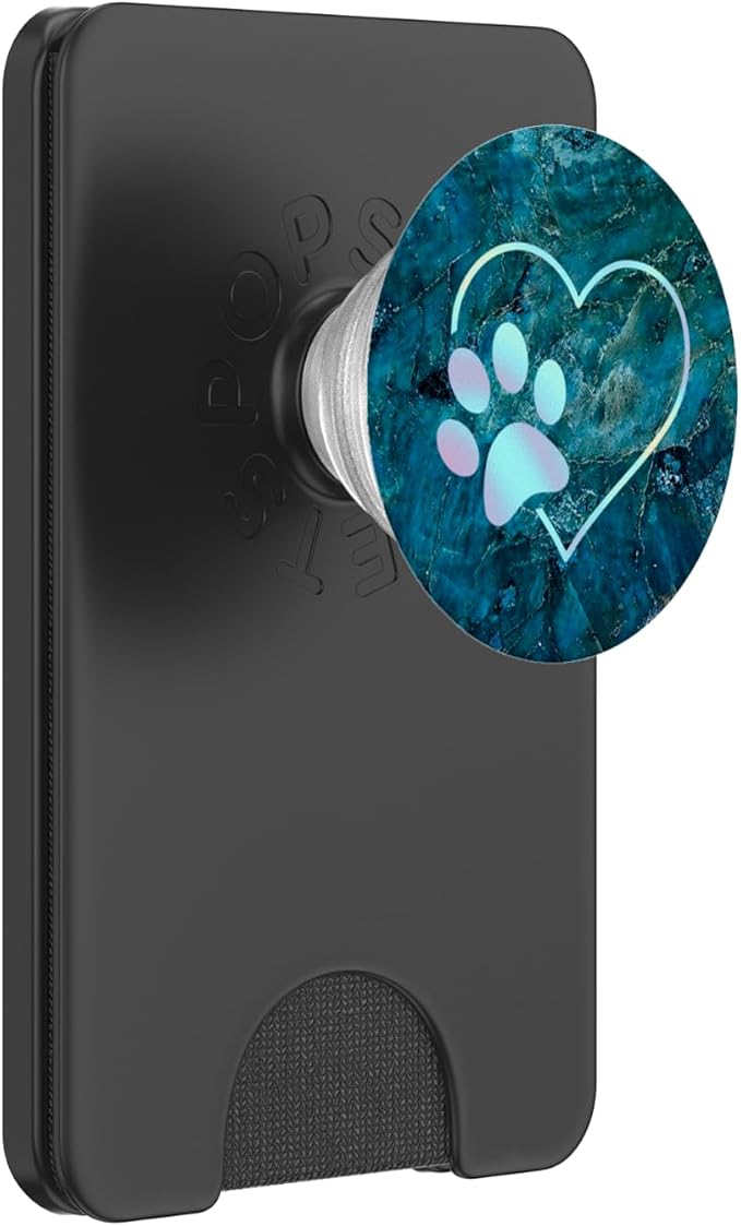 Rainbow Paw Print Heart Dog Cat Blue PopSockets Adhesive PopGrip