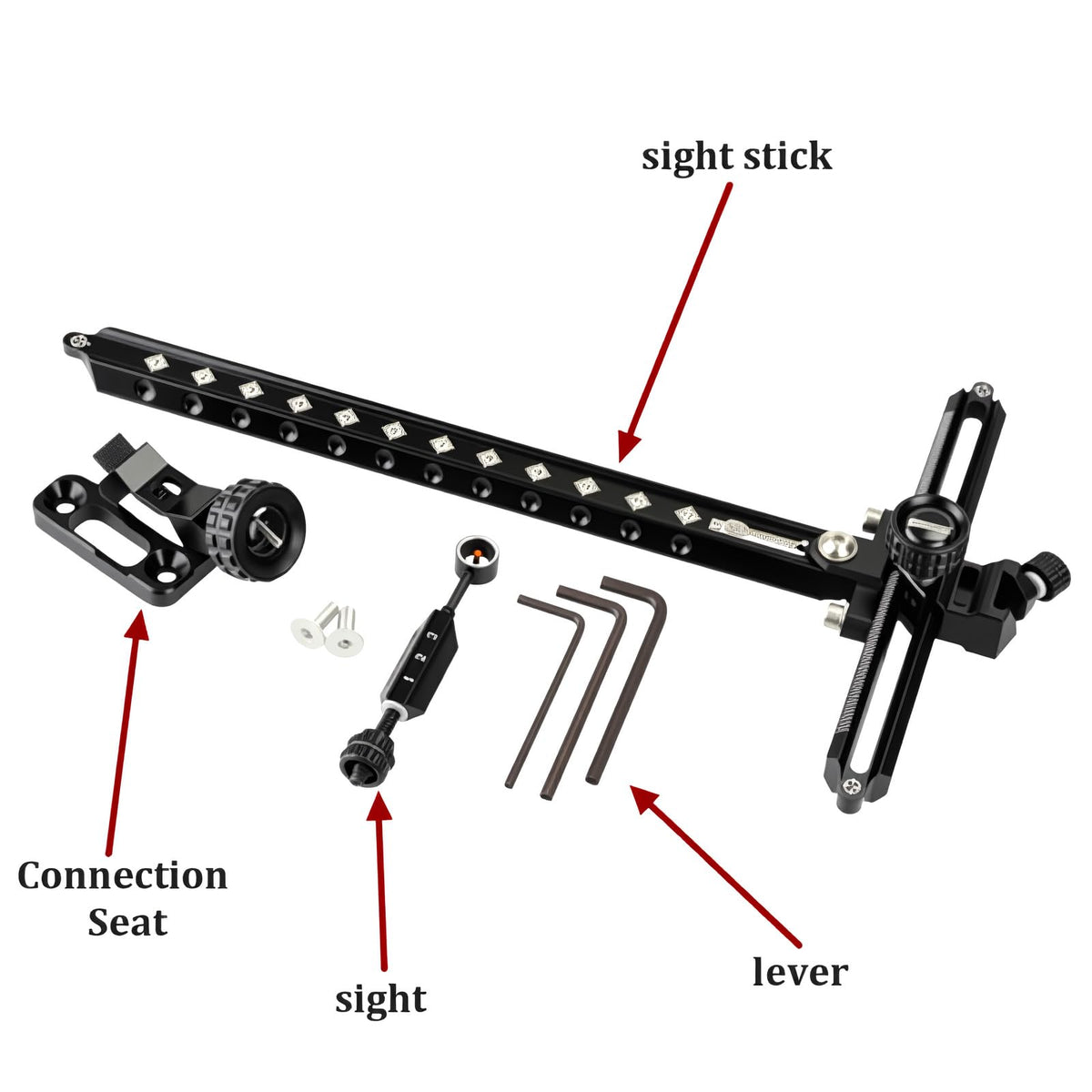 Single Pin Archery Recurve Bow Sight-Aluminum T-Shaped Left Right Handed Adjustable Bow Sight for Metal and Wooden Recurve Bow.