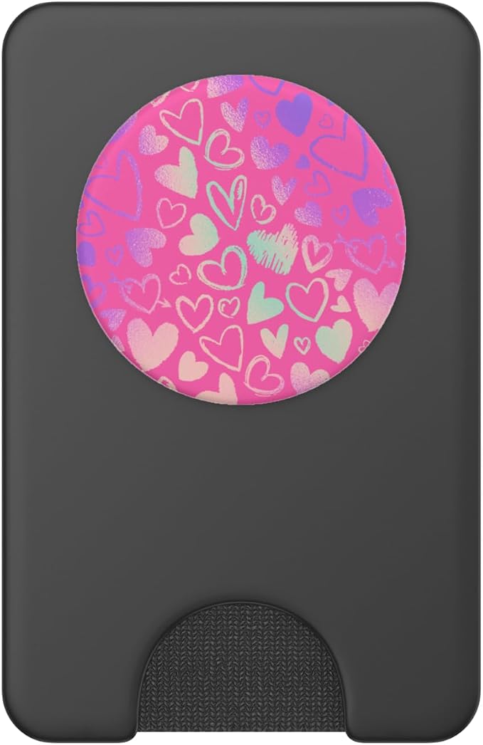 Rainbow Modern Hearts Pink PopSockets Adhesive PopGrip