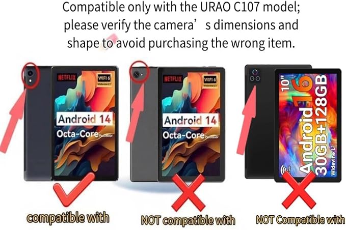Case for Urao C107 10.1 inch Tablet with Shoulder Strap Stylus Multi-Angle Portable Case for C107 Tablet (Black)