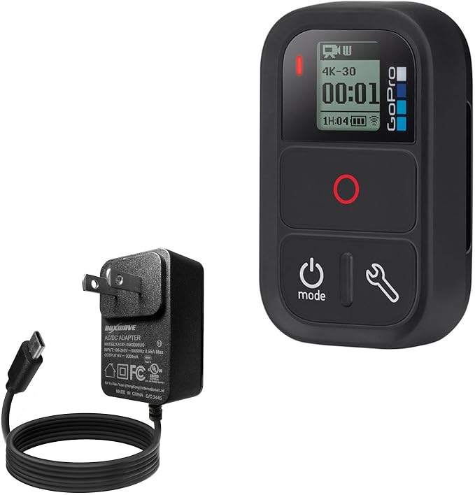 BoxWave Charger Compatible with GoPro Smart Remote - Wall Charger Direct (15W) Rapid Charge Your Device with Built-in 3ft Cable