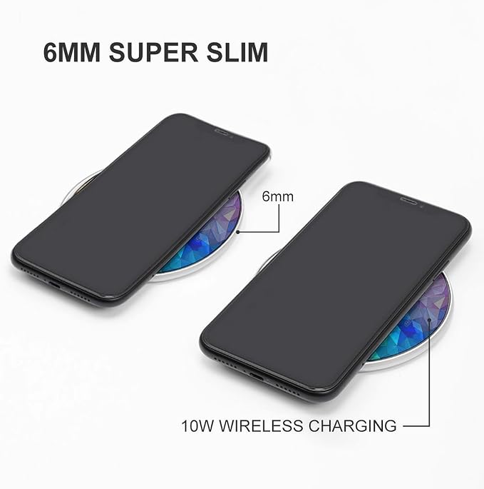Rainbow Triangle Wireless Charger with Aluminum Alloy Frame Qi Certified Fast Wireless Charging Pad 10W Charging Station Portable Phone Charger for All Wireless Charging Phone