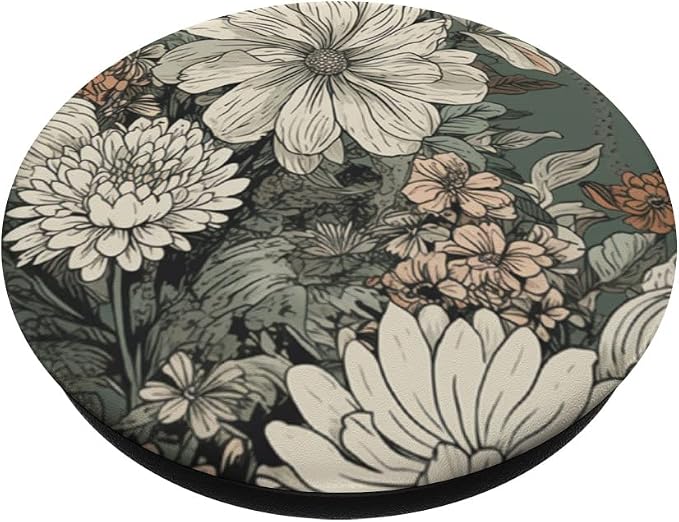 Flower Bouquet Floral Pattern Sage Green with Wildflowers PopSockets Adhesive PopGrip