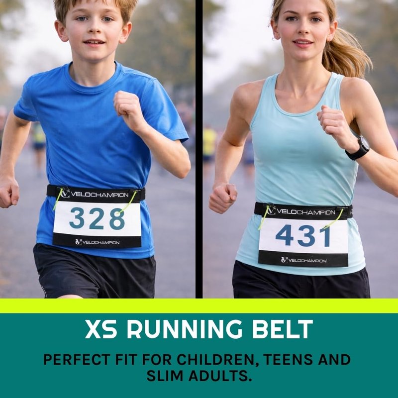 VeloChampion Lightweight Running Belt Waist Pack for Men Women - Elasticated Stretch Fit Race Number Holder - No Pins - 3 Sizes - Run. Triathlon. Cycle. Marathon. Jogging (1, X-Small)