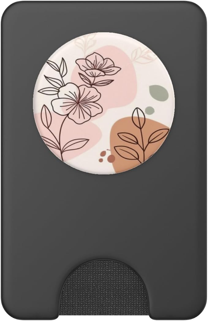 Peach Abstract Floral Line Art PopSockets Adhesive PopGrip