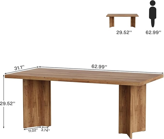 Tribesigns 63-inch Executive Desk, Vintage Home Office Computer Desk with Large Tabletop, Farmhouse Wood Writing Conference Table Workstation for Office, Study, Walnut Brown