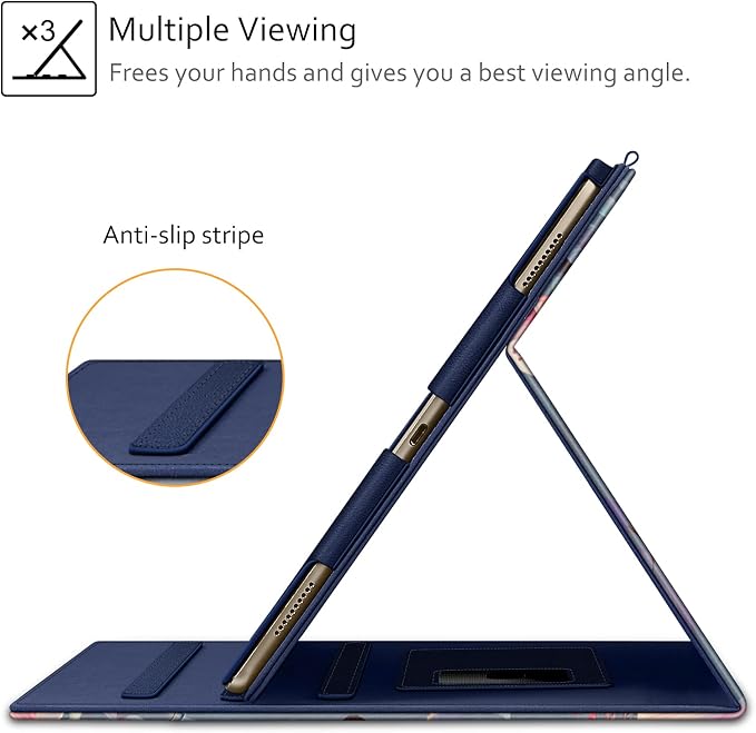Fintie Multi-Angle Case 2017/2015 iPad Pro 12.9 inch (Old Model) 1st &amp 2nd Gen Case - [Corner Protection] Folio Stand Cover with Pencil Holder &amp Pocket Auto Wake/Sleep Blooming Hibiscus