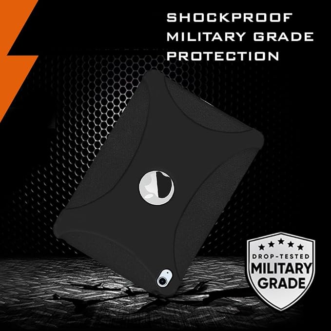 New iPad (A16) 11th/10th Generation Case 2025/2022 (11/10.9) AMZER Jelly case Rugged Silicone Skin Jelly Slim Protective Heavy Duty Shockproof Anti Slip Kids Friendly Case - Black