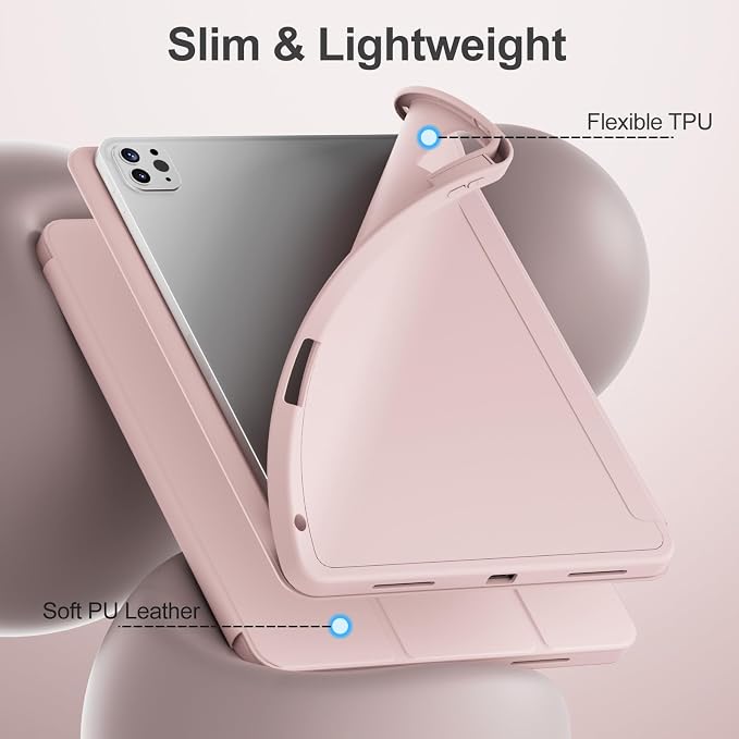 Case for iPad Pro 11 Inch 4th/3rd/2nd Generation 2022/2021/2020 | Slim Soft TPU Back Cover with Pencil Holder Three-Stage Folding Support Pencil Charging Auto Sleep/Wake Black