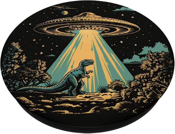 Alien Lover Flying Saucer UFO Abduction Dinosaur PopSockets Adhesive PopGrip