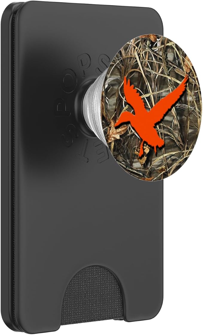 Duck Hunting Orange Brown Camouflage Camo Background PopSockets Adhesive PopGrip