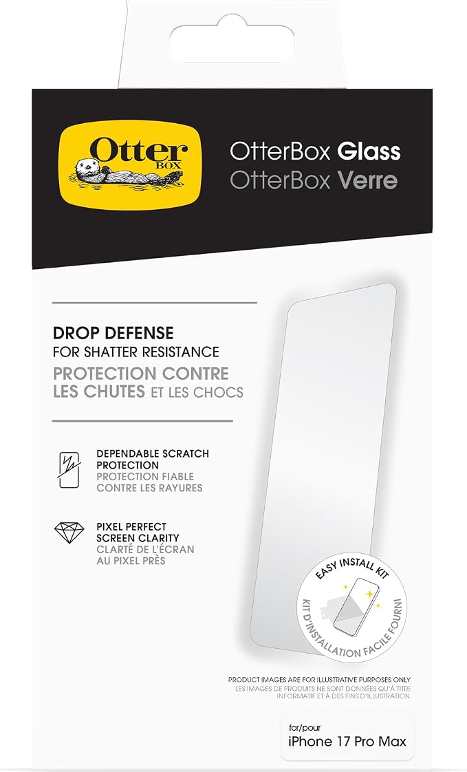 OtterBox iPhone 17 Glass Screen Protector - Shatter Resistant Scratch &amp Smudge - Proof Glass Screen Protector for iPhone