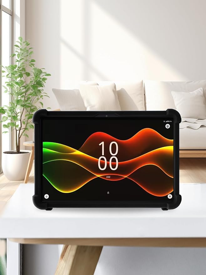 for Boost Celero 5G Tab 11 Inch Android Tablet CaseBOVUGAC Soft Silicone with Capacitive PenHeat Dissipation DesignAdjustable StandShockproofKids Friendly(Black)