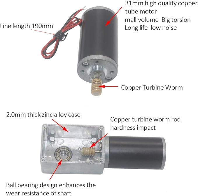 Reversible Gear Motor, 24V 8mm Shaft Gear Motor High Torsion Speed Reduce Electric Motor for Curtain Machine Advertising Equipment Window Opener Smart Device (100RPM)