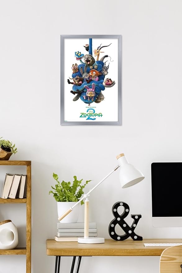 Disney Zootopia 2 (2025) - Group One Sheet Wall Poster, 22.4L" x 14.7W", Silver Framed Version