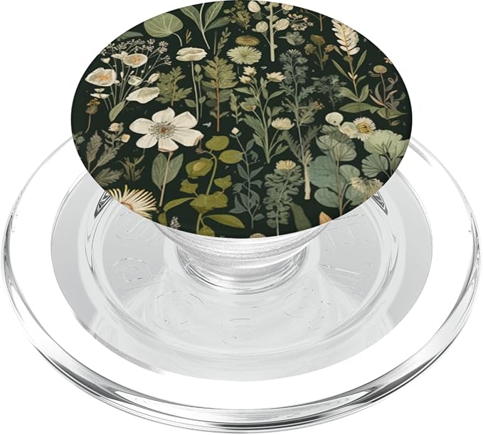 Olive Green Boho Botanical Wildflowers PopSockets Adhesive PopGrip