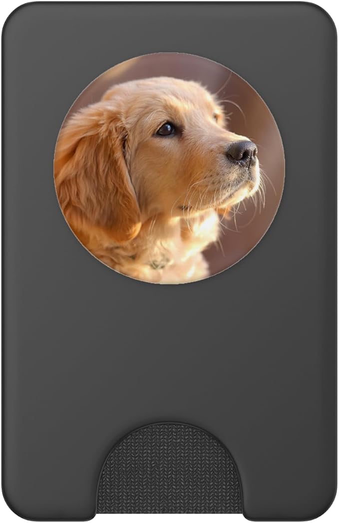 Nikitea Golden Retriever Puppy PopSocket Adhesive PopGrip - Cell Phone Grip Stand - Black - Animal Print - Compatible with Most Phones Tablets and Cases