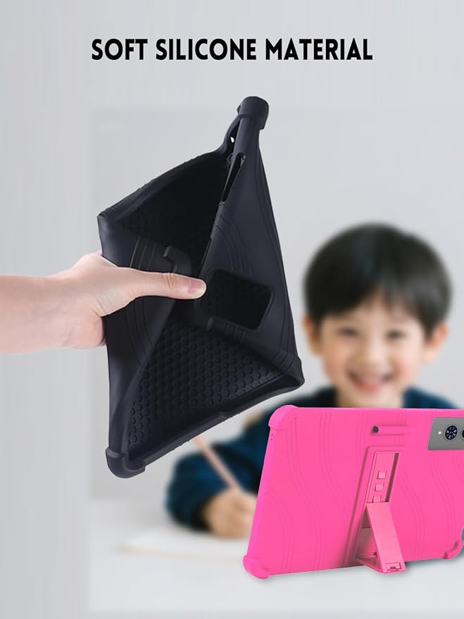 Case for TECLAST T65 Tablet 13.4 Inch (Black) | Soft Silicone Kids Friendly Protective Cover with Adjustable Stand and Pen Holder Drop-Proof