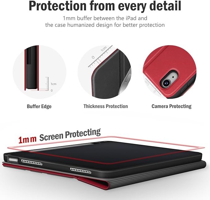 Antbox for iPad Air 13 Inch Case 2026 M4 /2025 M3 /2024 M2 Black | Built-in Pencil Holder Supports Pencil Pro and Pencil (USB-C) Auto Sleep/Wake PU Leather iPad Air 13'' Cover