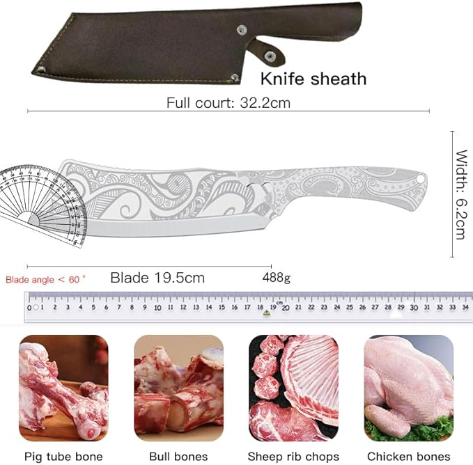 12.6 inch Machete, Professional Outdoor Survival Knife,Suitable for Jungle clearing, Camping,Gardening Cleaning, Ergonomic Anti Slip Handle