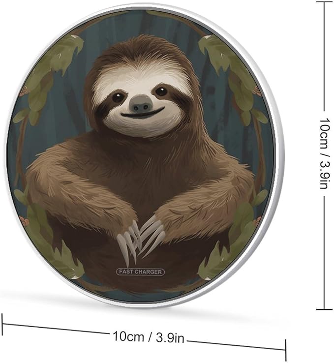 Sloth Wireless Charger Portable 10W Fast Wireless Charging Pad Compatible with Phone Ultra-Thin Charging Station Lightweight Charger Mat for Travel Home Office Desk